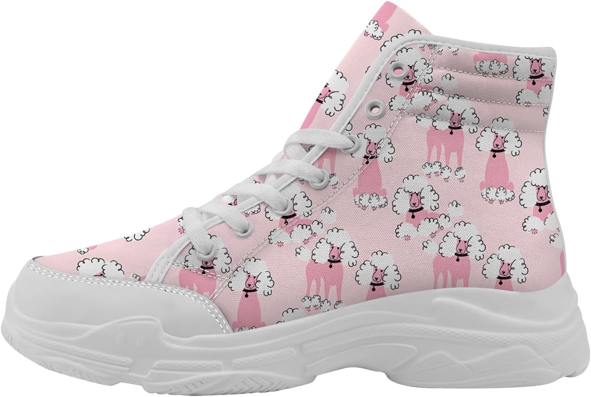 

Женские кроссовки Quorax с высоким верхом в стиле пудель с шнуровкой, тканевые, подарок для нее и для него, белый