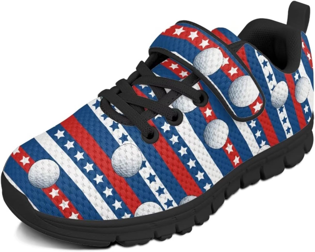 

Детские кроссовки для мальчиков, дышащие спортивные кроссовки для бега и тенниса для детей младшего и старшего возраста, размеры US 11-2.5 Pointodoor, Golf Us Flag Star