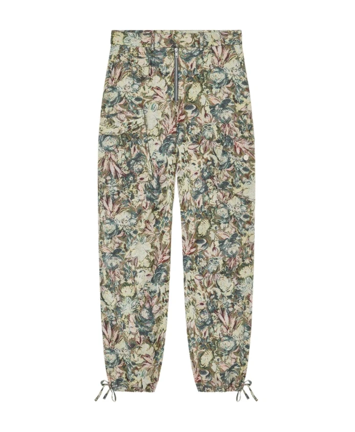 

Зеленые хлопковые брюки для женщин Ganni, мультиколор