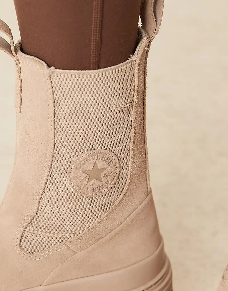 Ботинки челси Converse Chuck Taylor All Star с рельефным каблуком бежевого цвета — фото 2