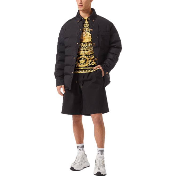 Футболка с круглым вырезом и узором Allover Baroque VERSACE, золото — фото 3