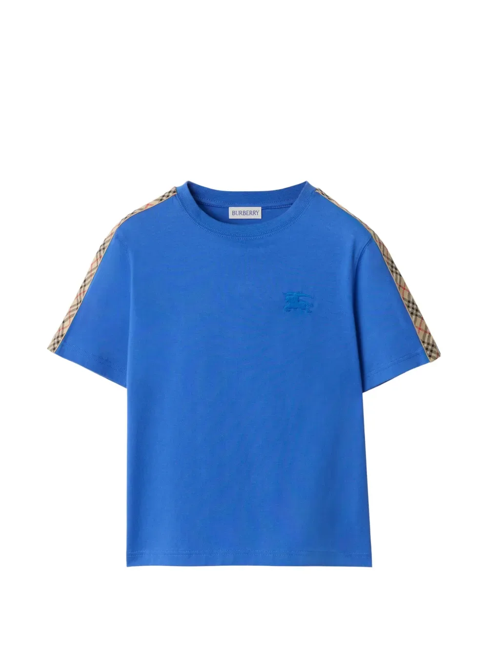 Хлопковая футболка с контрастной отделкой BURBERRY KIDS, синий