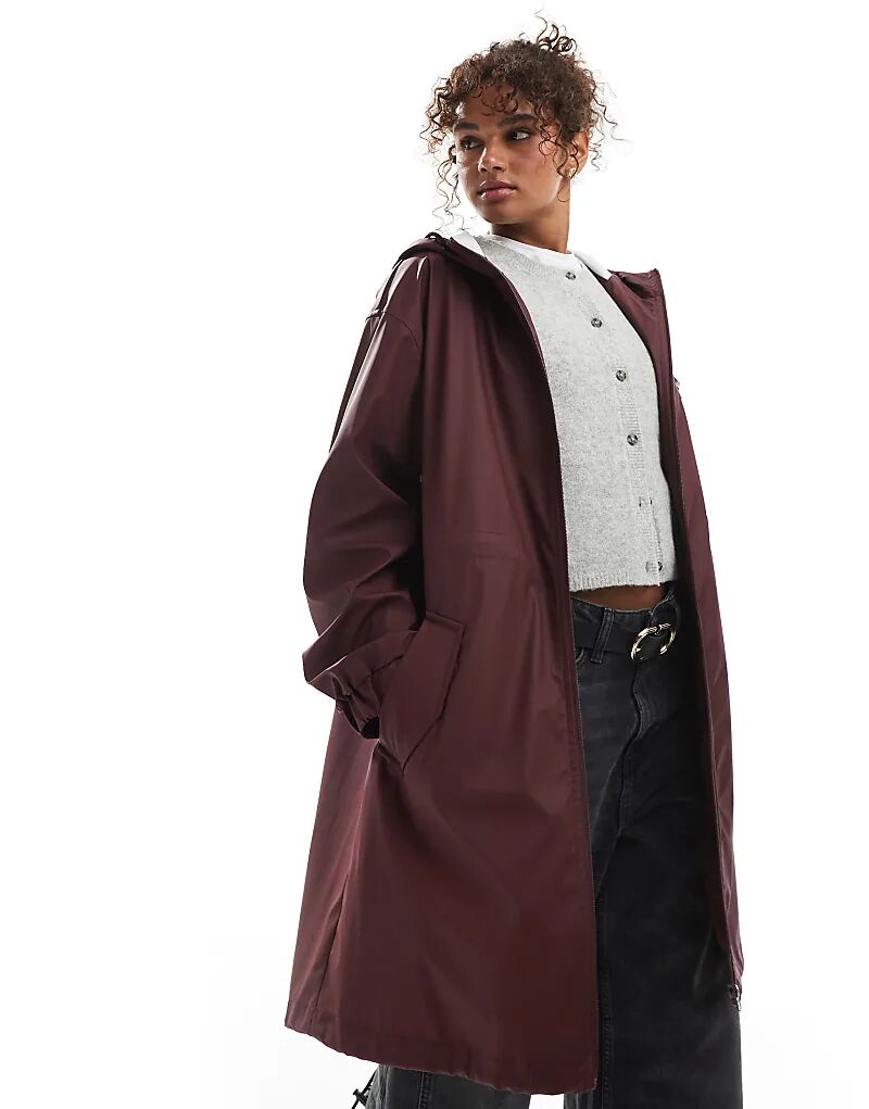 

Прорезиненная парка-дождевик ASOS DESIGN с контрастной отделкой бордового цвета, Красный, Прорезиненная парка-дождевик ASOS DESIGN с контрастной отделкой бордового цвета