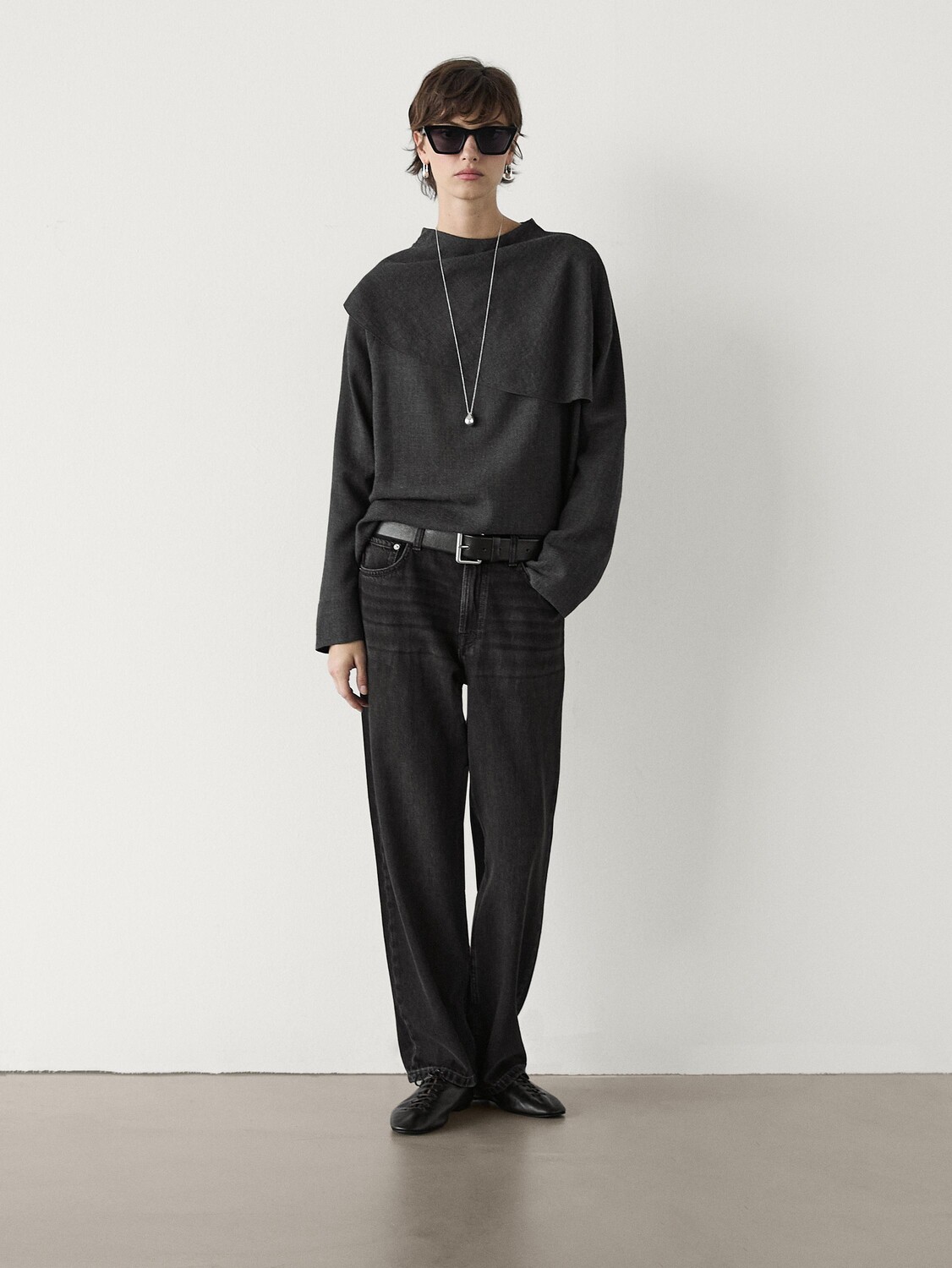 

Рубашка-Накидка из шерстяной смеси Massimo Dutti, серый