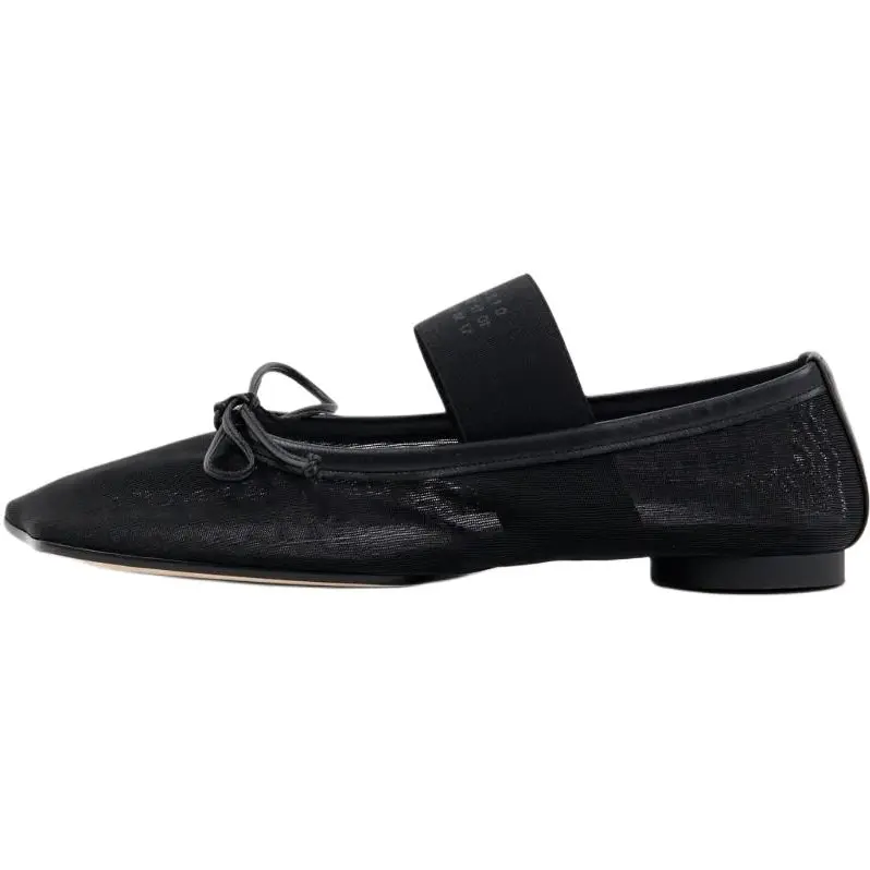 MM6 Maison Margiela Женские балетки с сетчатым верхом черные, цвет Black — фото 3