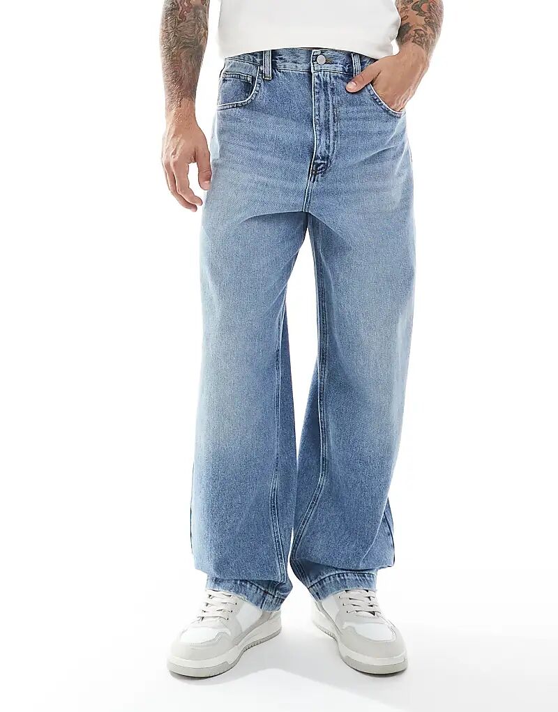 

Джинсы прямого кроя ASOS DESIGN свободного кроя, средне-синего цвета