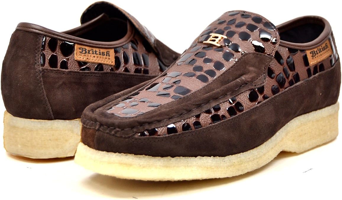 

Коричневые слипоны из кожи крокодила и замши British Collection