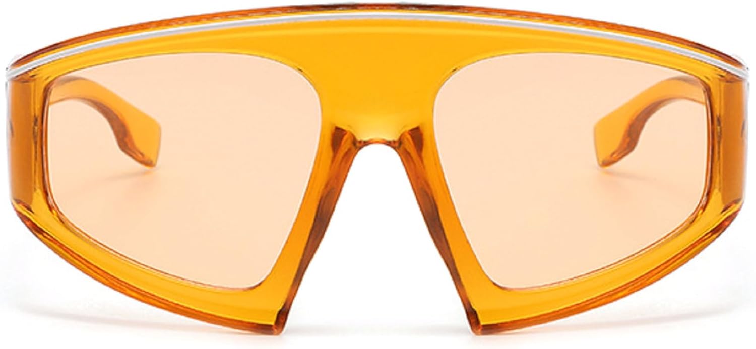 

Уникальные цельные солнцезащитные очки большого размера конфетных цветов для женщин, модные солнцезащитные очки неправильной формы для мужчин в стиле хип-хоп для вождения mincl, Orange