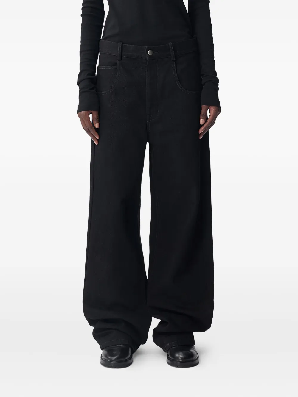 

Джинсы из хлопка с широкими штанинами Ann Demeulemeester, черный
