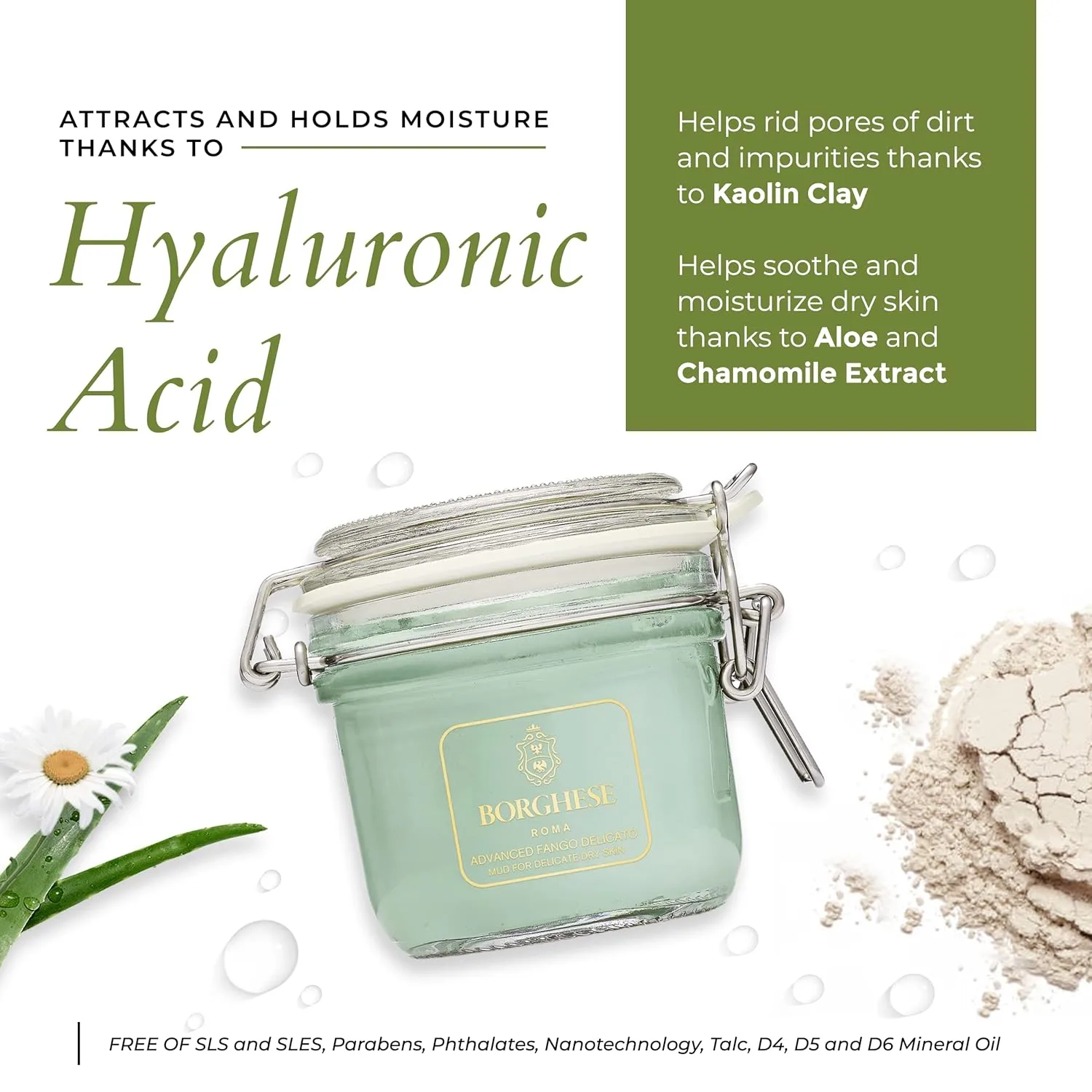 Маска для лица Borghese — Увлажняющая Advanced Fango Delicato Mud Musk с каолиновой глиной, алоэ вера, 222 мл — фото 4