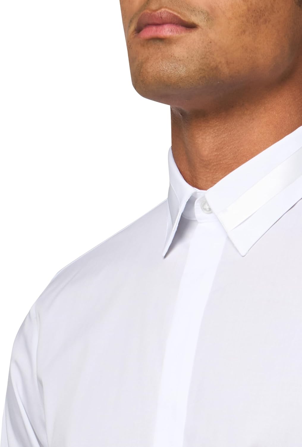 Мужская рубашка Calvin Klein, не требующая глажки, облегающая, деловая, White — фото 3