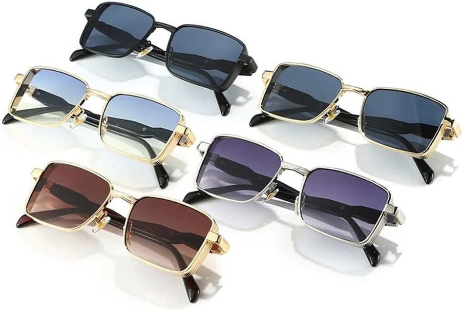 

Солнцезащитные очки UV400 с толстой металлической оправой в стиле панк для женщин и мужчин, для бега и занятий спортом на открытом воздухе UYPTK, Gold-brown