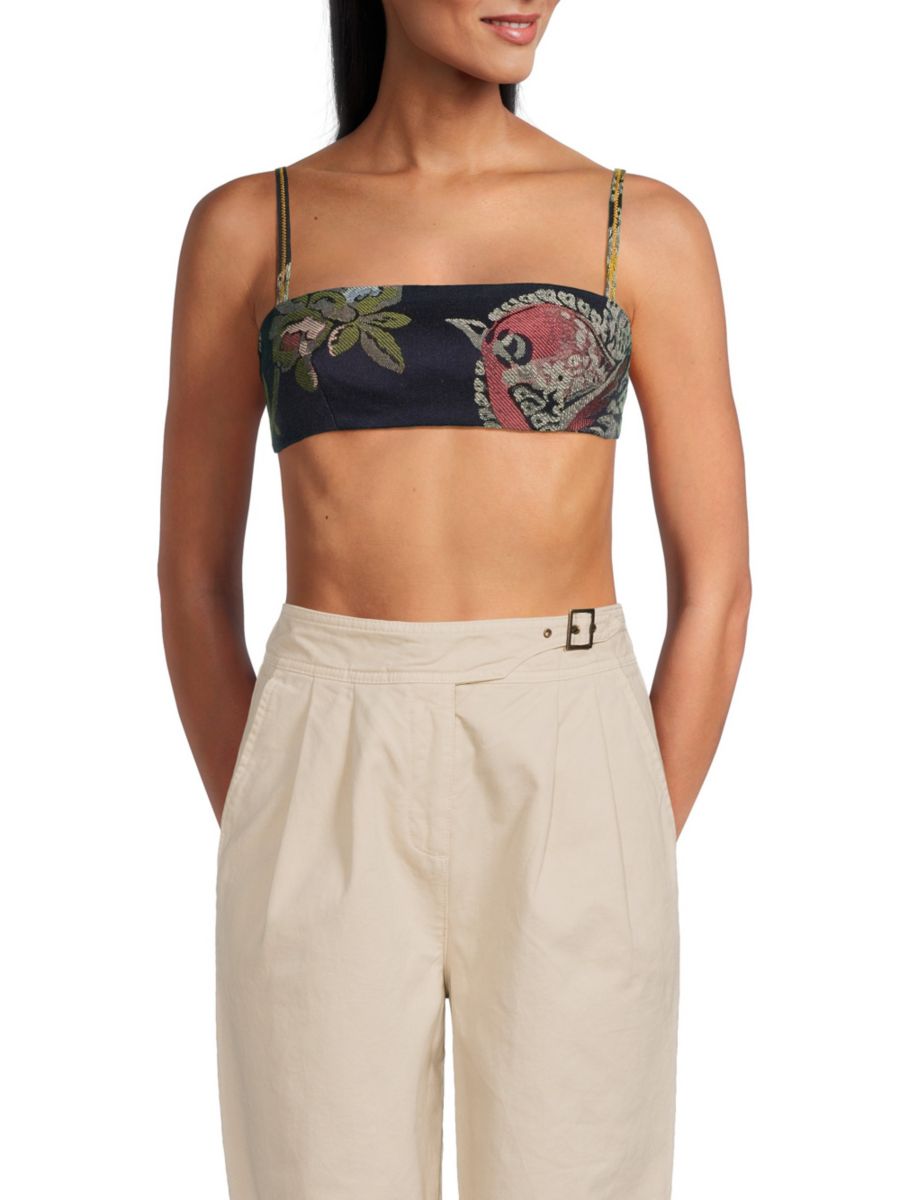 

Вышитый укороченный топ Etro, синий