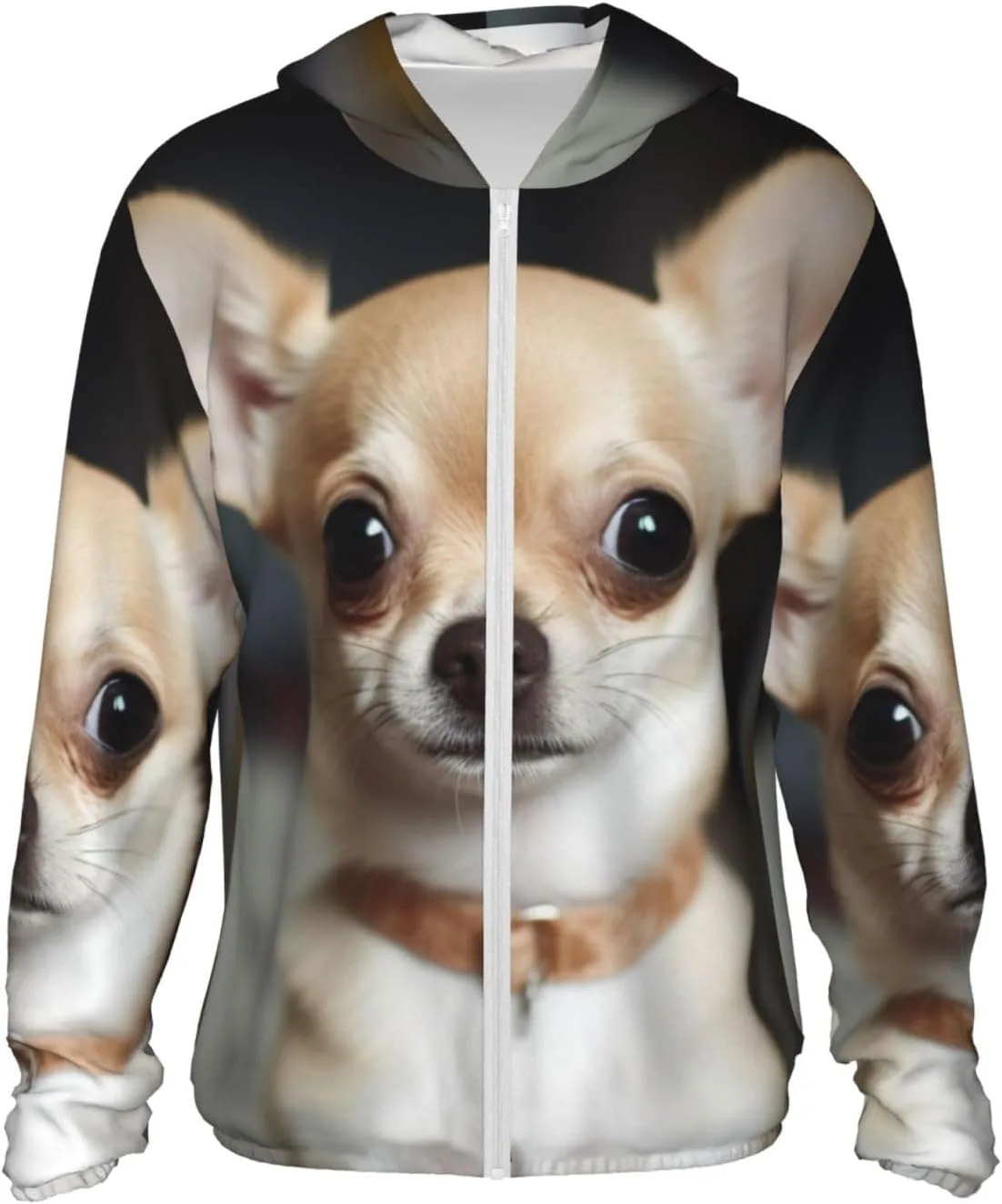 

Симпатичный худи-куртка для защиты от солнца Chihuahua с полной молнией, UPF 50+, длинный рукав и карманом HJBNW