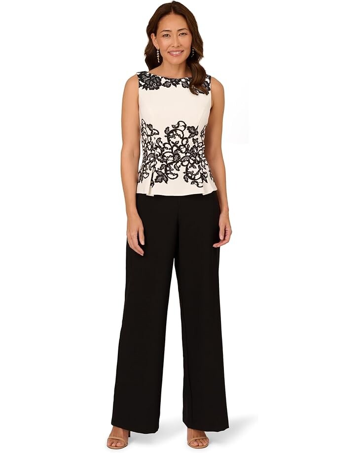 

Брюки Adrianna Papell Scroll Lace Jumptsuit, цвет Ivory/Black