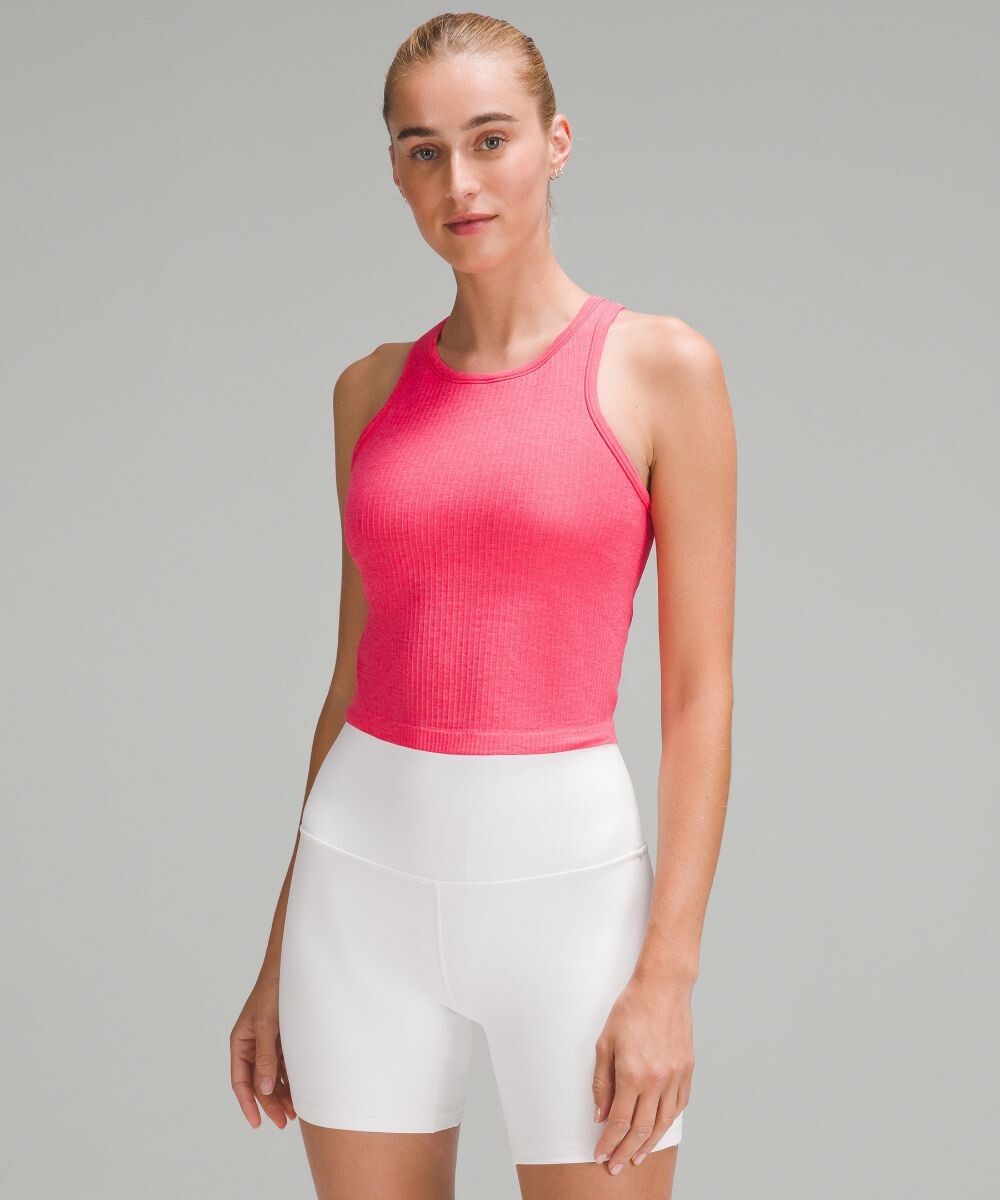 

Укороченная майка с открытой спиной Ebb to Street Lululemon, розовый