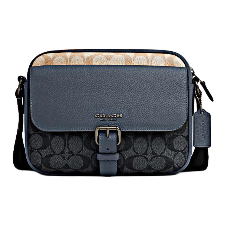

COACH Искусственная кожа Hudson с кожаной ручкой, кросс-боди средний мужской marine blue