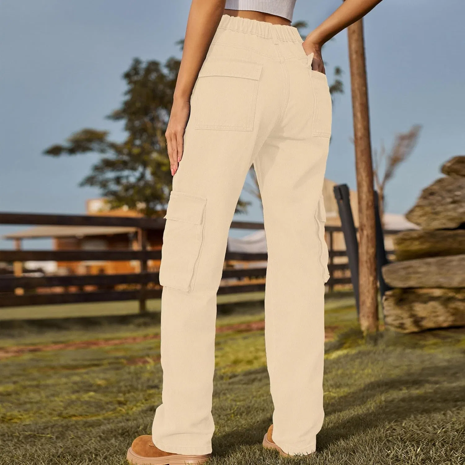 Джинсы свободные, Cargo, Khaki — фото 4