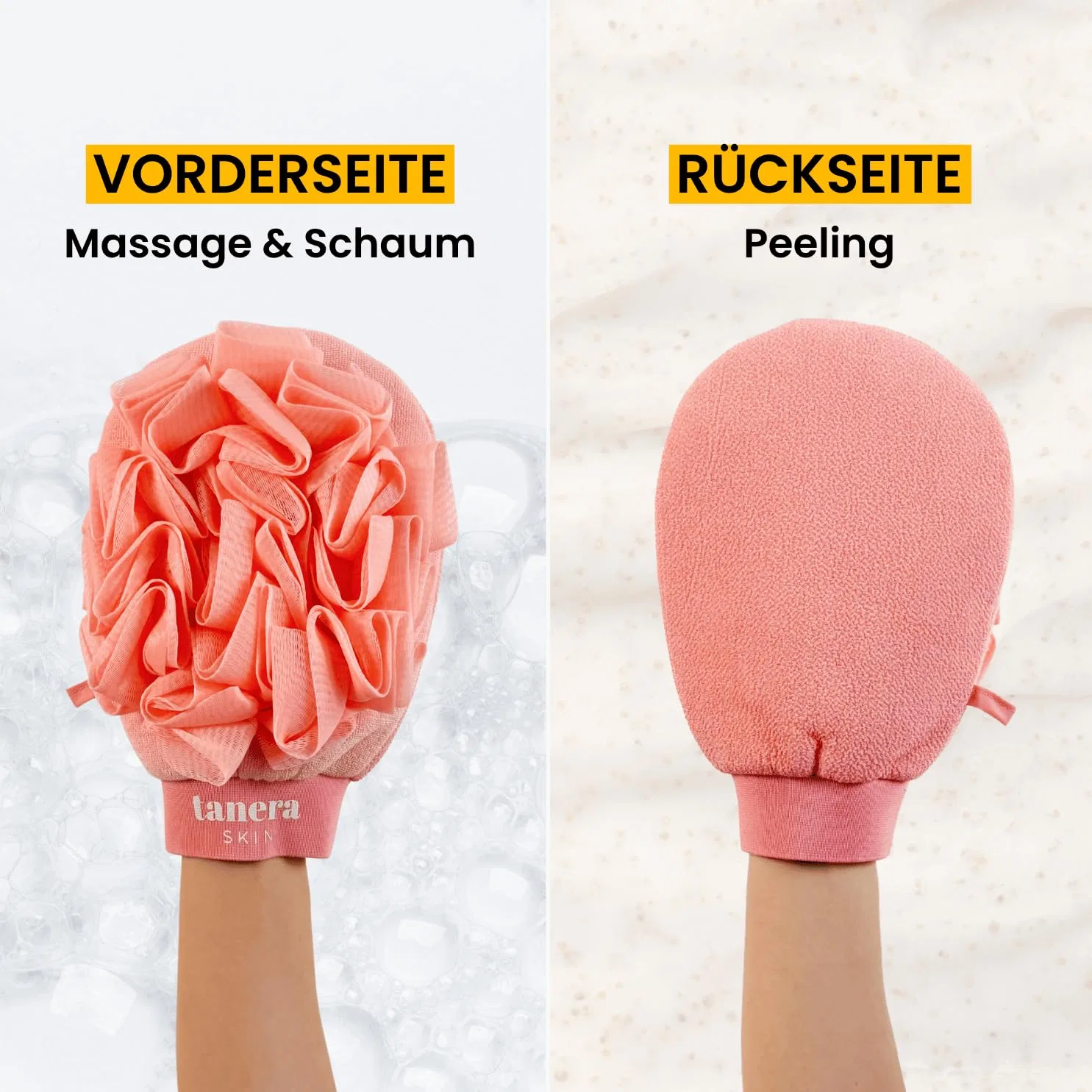Отшелушивающая перчатка Tanera 2-в-1 для тела ‎Tanera Skin, Peach — фото 2