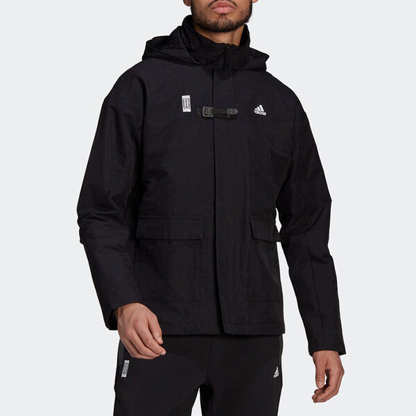 Куртка adidas Wj Jkt Warm Solid Color Casual Sports Hooded Jacket Black, черный — фото 3