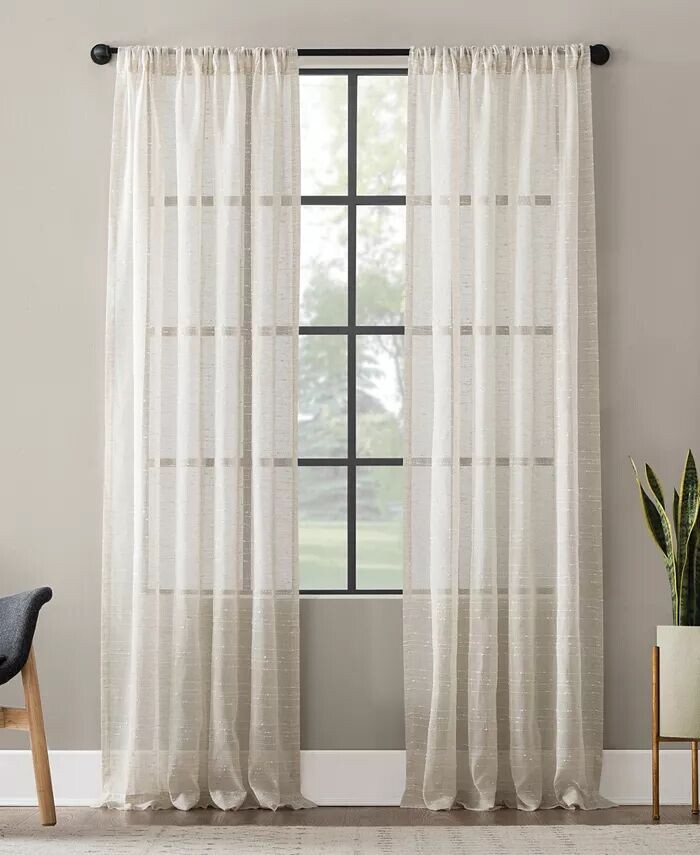 

Текстурированная противопылевая шторная штора Slub Stripe, 52 x 63 дюйма Clean Window, бежевый