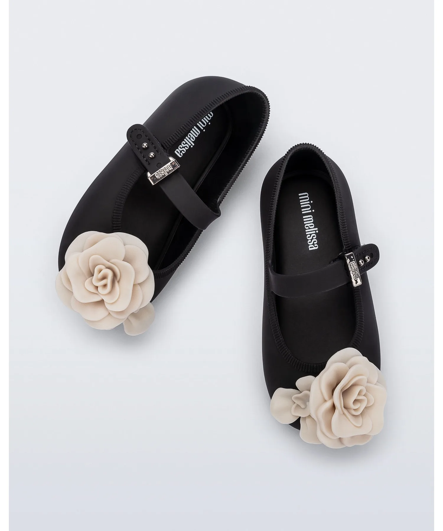 Детские балетки Melissa Soft Ballerina Petals BB чёрные с бежевым