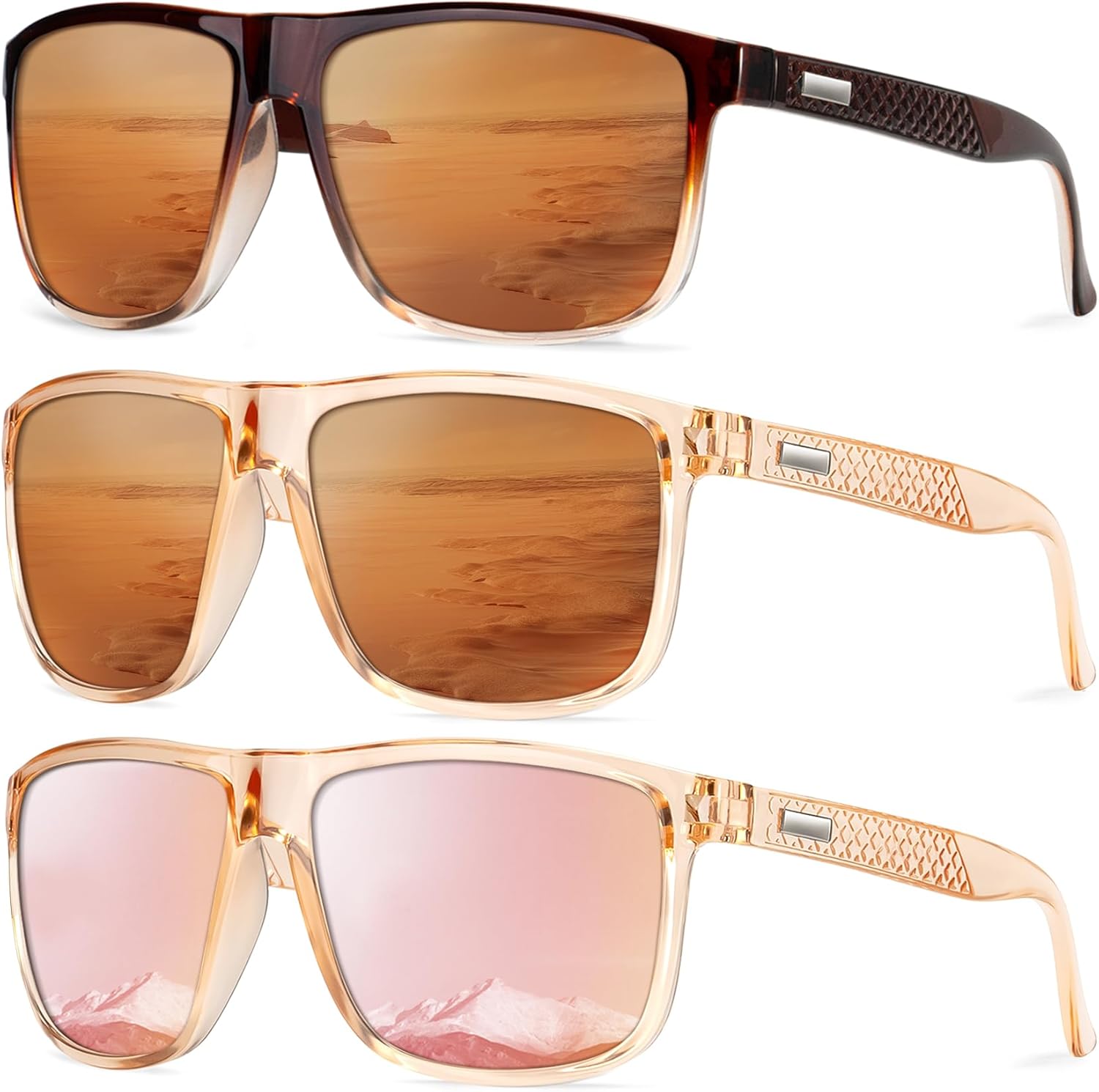 

Солнцезащитные очки NSSIW для мужчин, поляризованные: классические солнцезащитные очки с защитой UV400 для вождения, рыбалки, гольфа, Translucent Brown+gradient Brown+pink