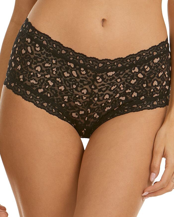 

Кружевные трусы женские Leopard Cross Dye Boyshort Hanky Panky, черный