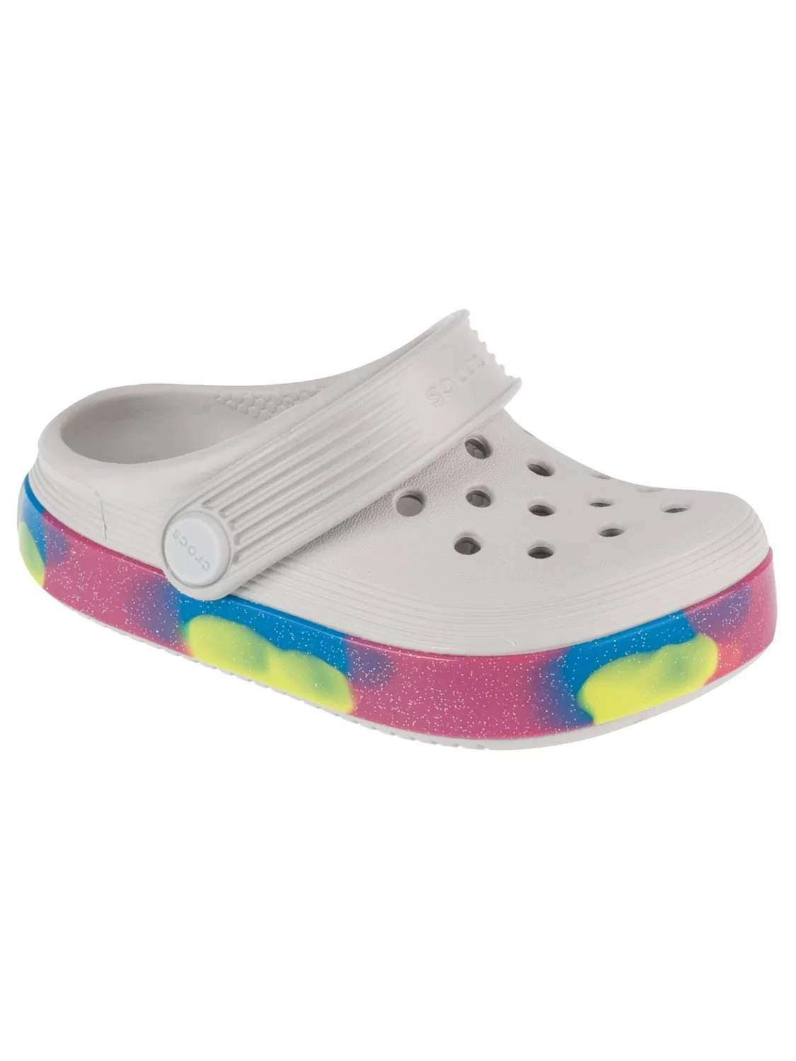 Сандалии Crocs Off Court Glitter Band Clog T серого цвета