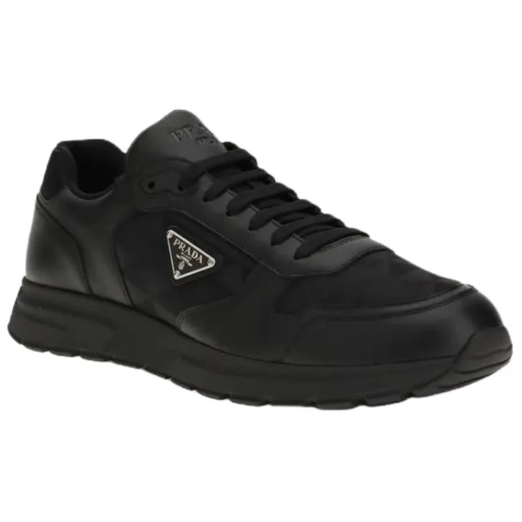 PRADA Re Nylon Leather низкие повседневные кроссовки мужские черные — фото 4