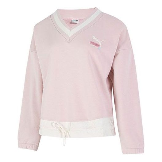 

Свитер logo v neck sweatshirt 'pink' Puma, розовый