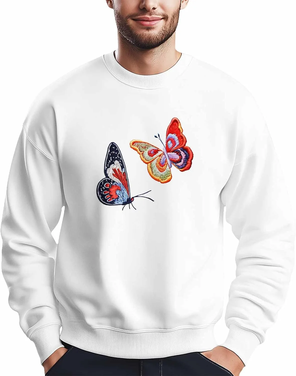 

Мужской свитшот с вышивкой бабочек Winvebermior