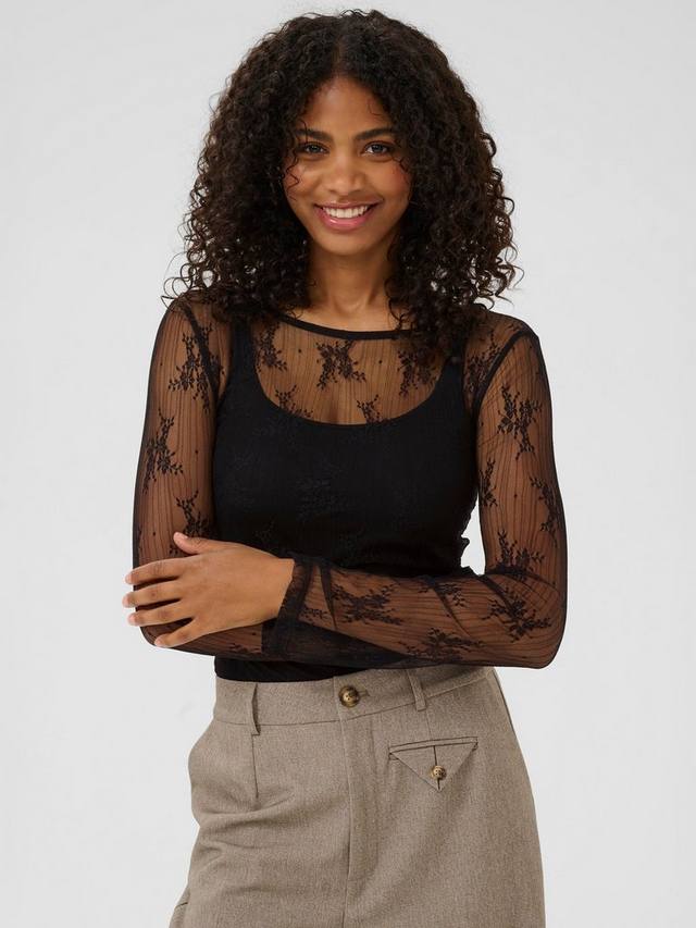 

KApenelope футболка с длинным рукавом в цветочном кружеве KAFFE