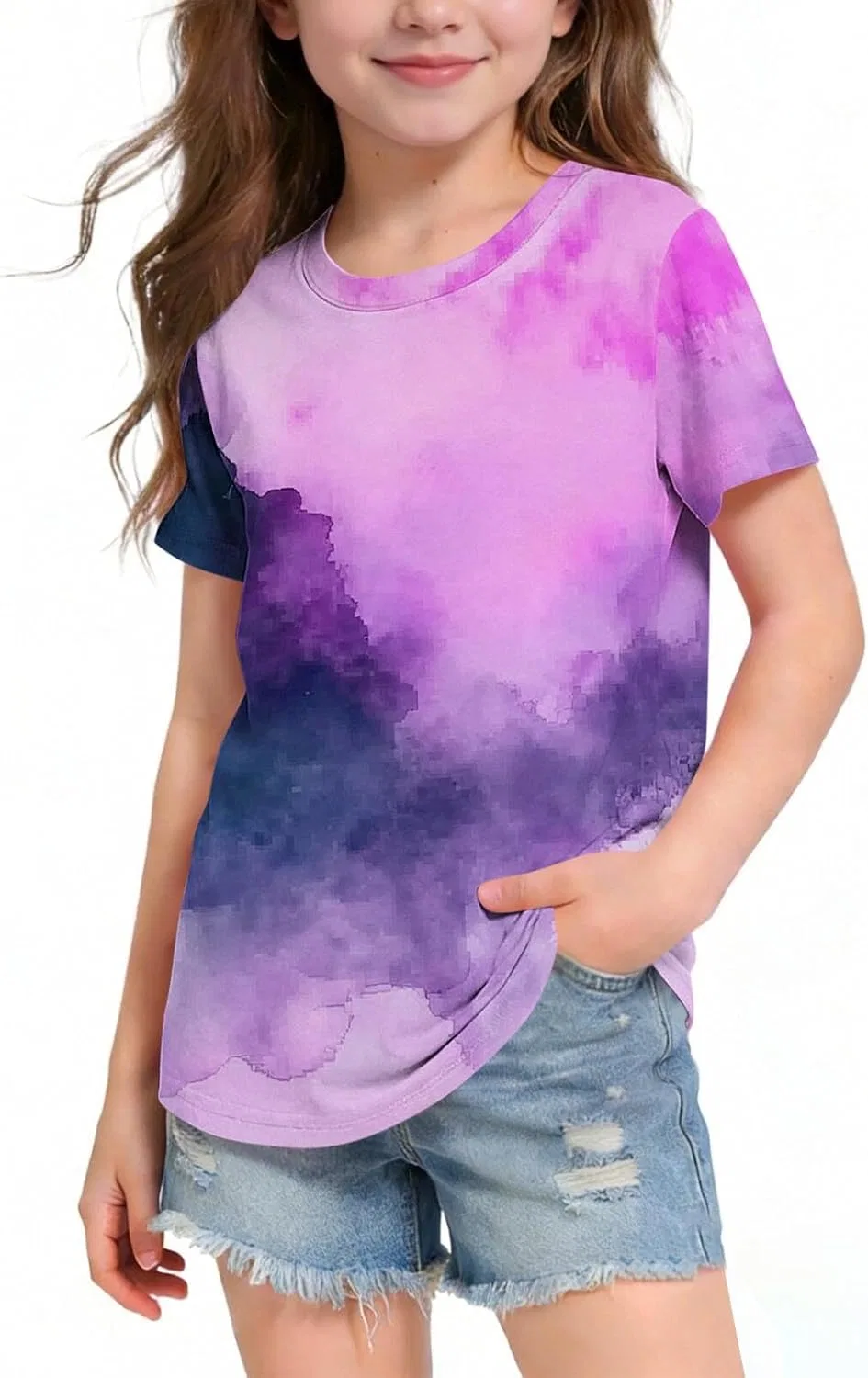 Футболка детская с принтом tie-dye, Zzalalana, розовый — фото 3