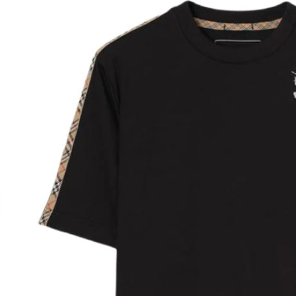 Футболка Burberry Ekd Check-Trim Crewneck, черный — фото 4