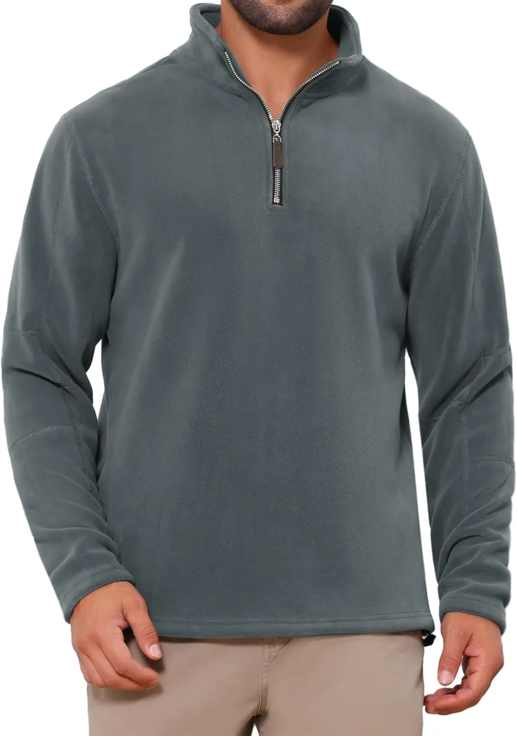 

Мужской однотонный флисовый свитшот с воротником стойкой и полумолнией TATT 21