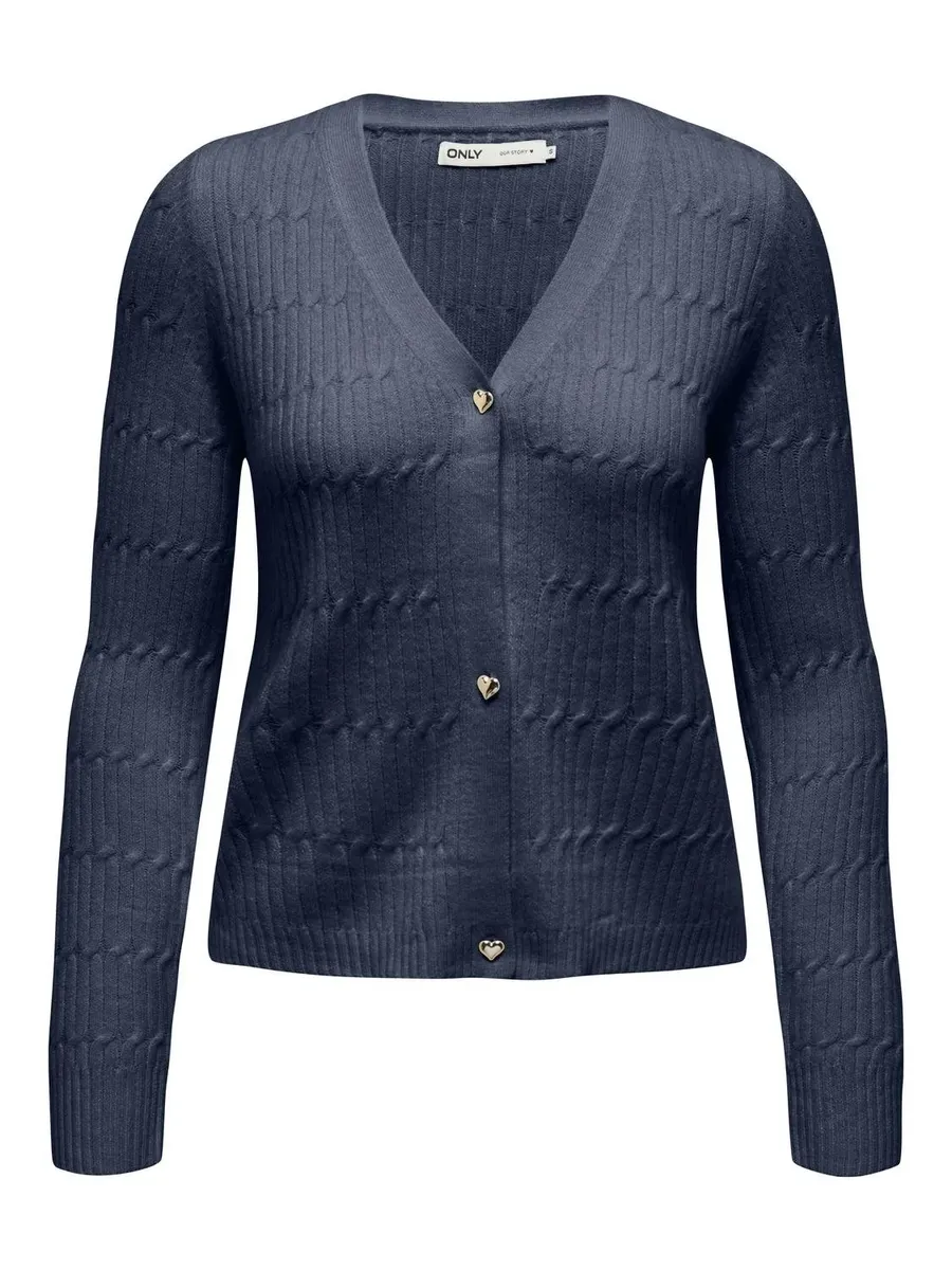 

Only кардиган "ONLKATIA LS CABLE V-NECK CARDIGAN CC KNT", цвет Dress Blues Detail:Melange