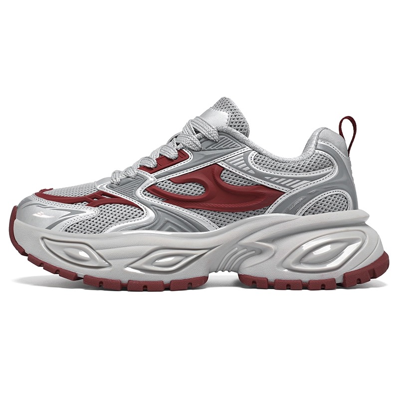 

Нескользящие, износостойкие, дышащие низкие кроссовки на массивной подошве для мужчин Kuding, Gray Red