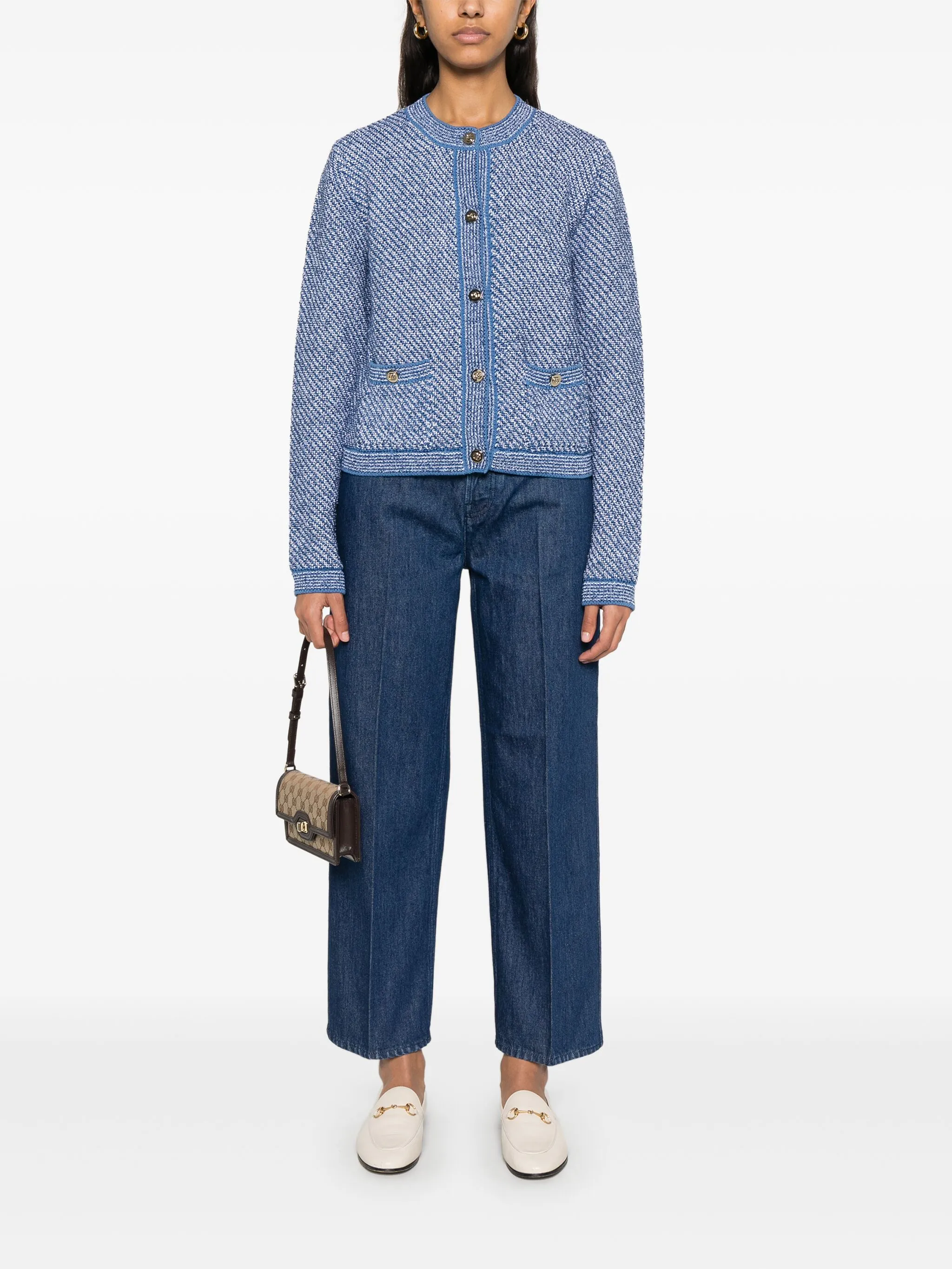 Джинсы Gucci со складками, классический крой, синий — фото 2