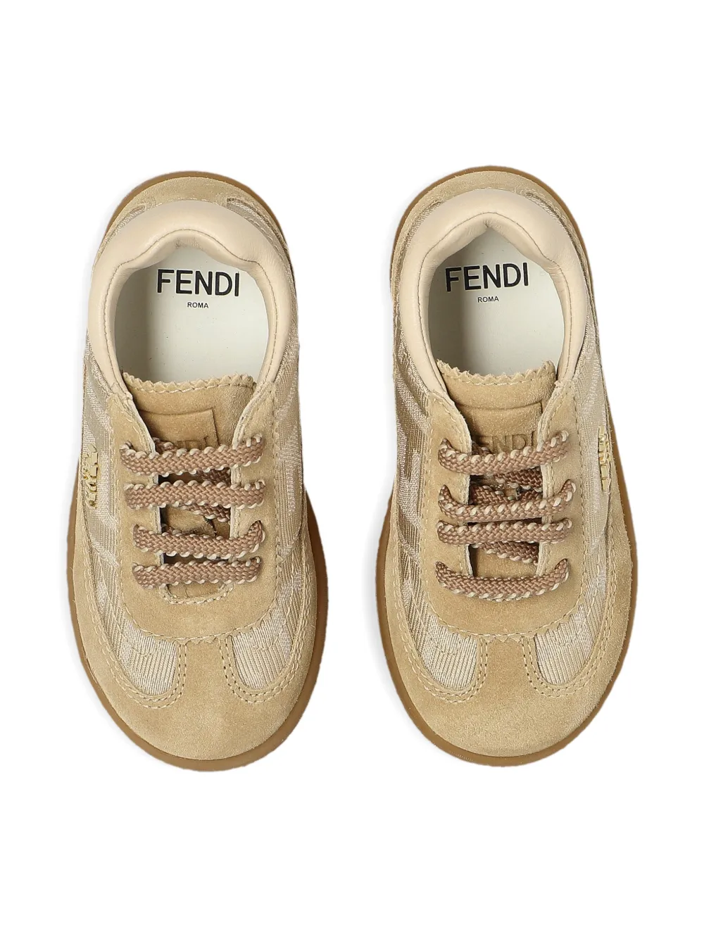 Многоцветные кроссовки на шнуровке FENDI KIDS, нейтральный — фото 4
