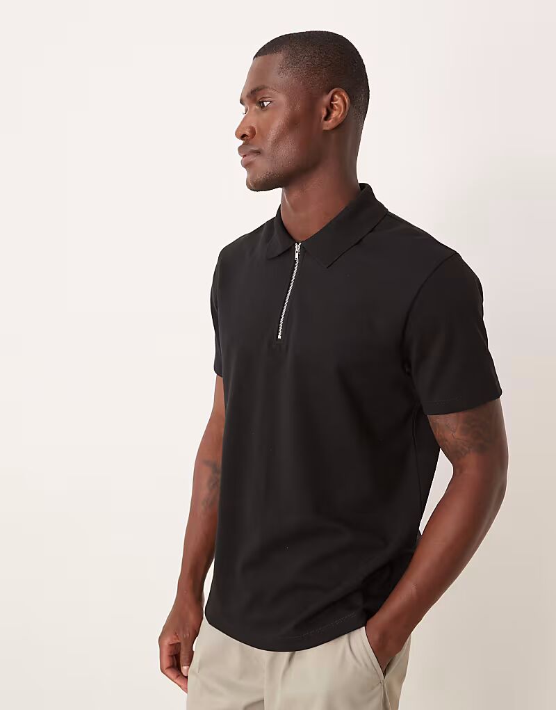 

Поло из плотной ткани на молнии ASOS DESIGN breathMAX черного цвета