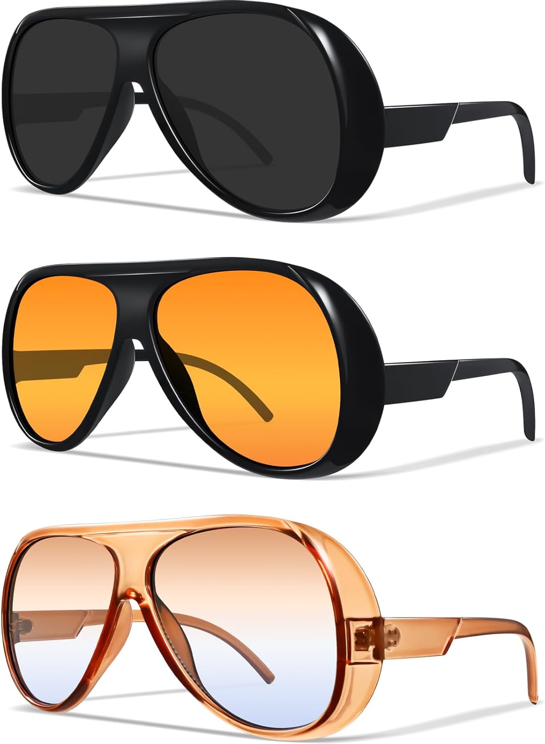 

Солнцезащитные очки-авиаторы для женщин, ретро-очки большого квадратного размера для занятий спортом на открытом воздухе, вождения, защита от ультрафиолета UV400 FURISHQI, 3pcs-5662black+tea+yellow