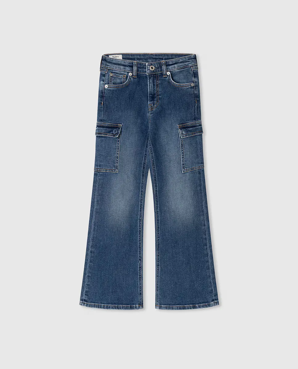 

Джинсы для девочек Slim Flare Cargo Jr Pepe Jeans, индиго