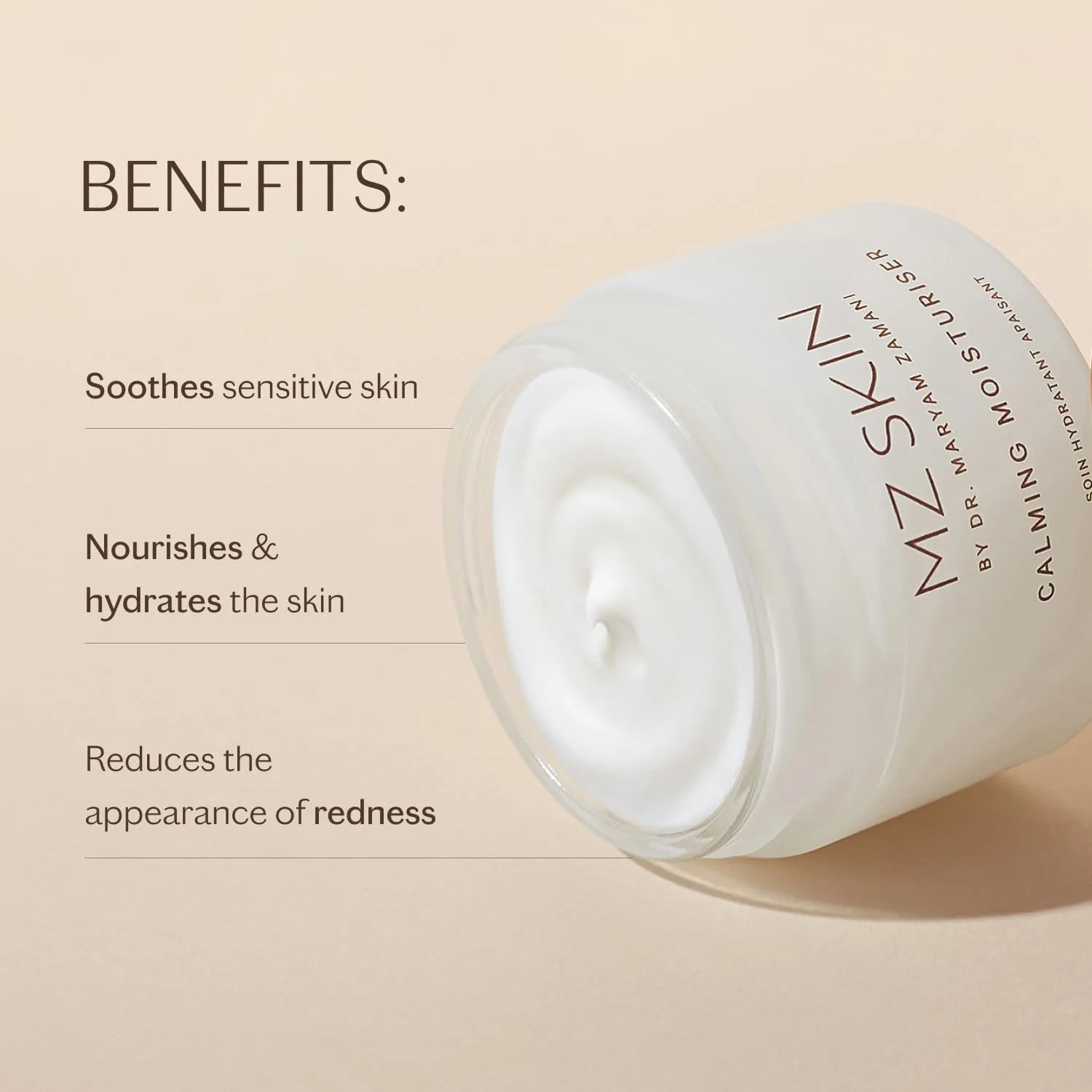 MZ SKIN Calming Moisturizer 1.69 fl oz (50 мл) - увлажняющий успокаивающий крем для чувствительной кожи с пребиотиками, скваланом и центеллой азиатской, без отдушек Mz Skin By Maryam Zamani Md — фото 2