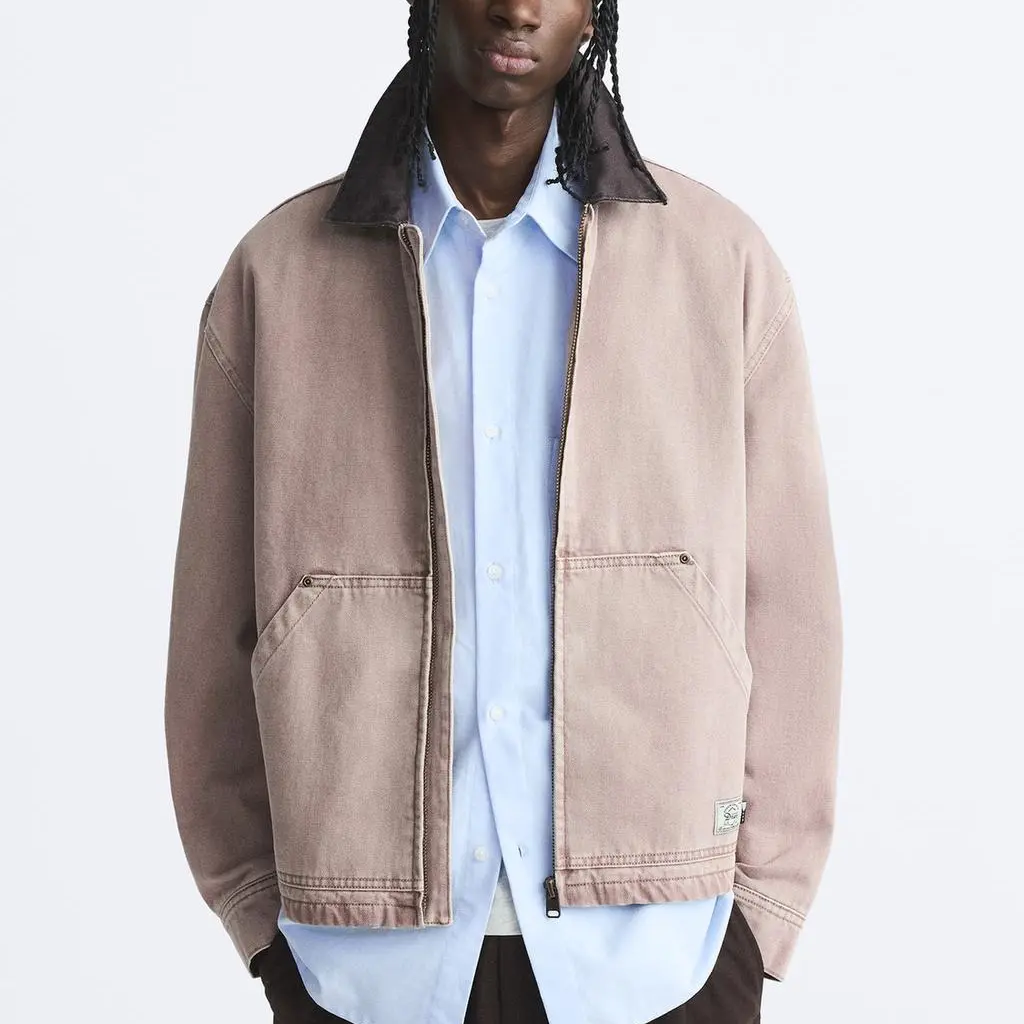 Куртка пальто мужская светло-коричневая желтая ZARA — фото 4