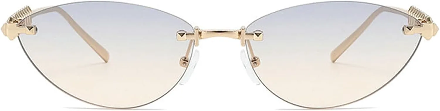 

Солнцезащитные очки Helena Fashion Y2k «кошачий глаз» для женщин, модные, в металлической оправе, треугольные, без оправы, с защитой от УФ-излучения UV400, C5