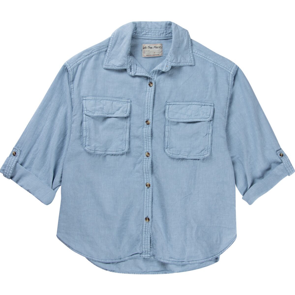 

Льняная рубашка для солнца Free People, цвет faded denim