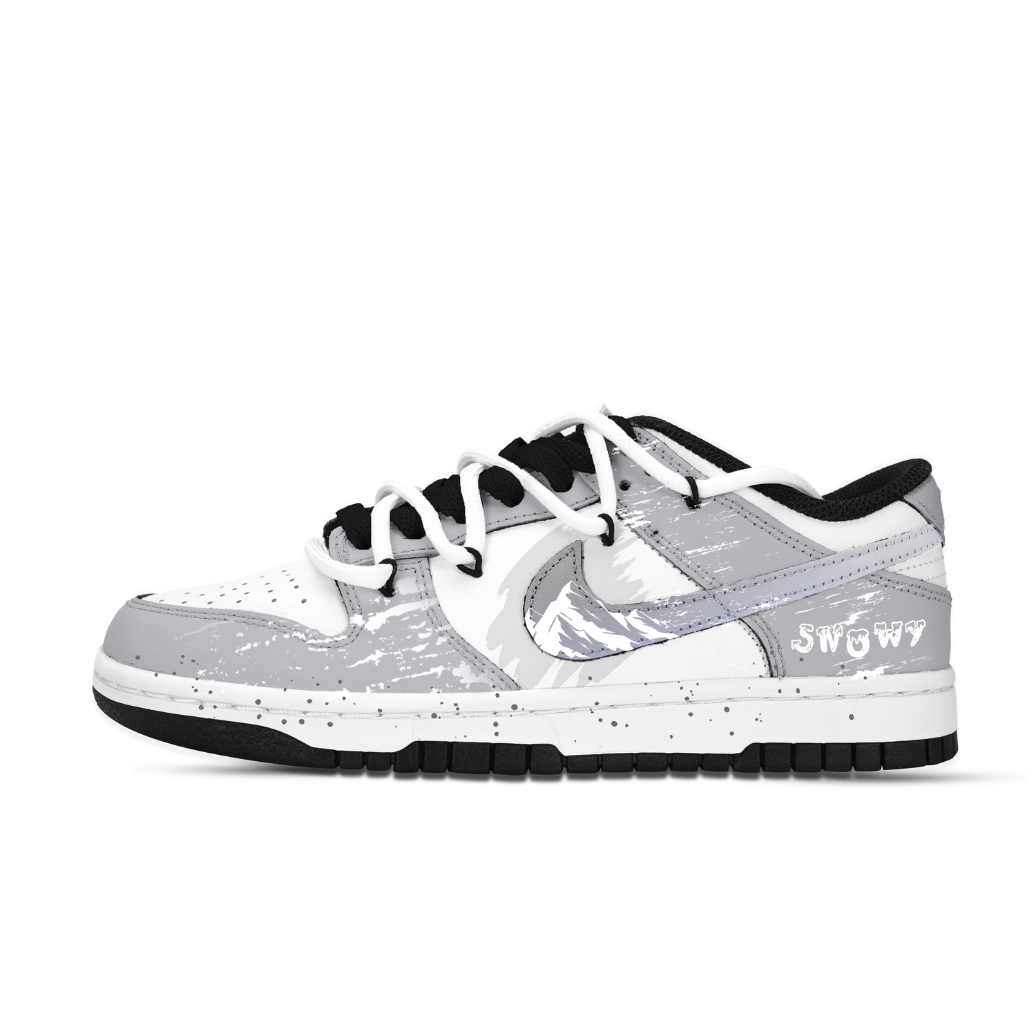 

Nike Данк танцующие снежинки ритм термостойкие устойчивые к истиранию лоу-топ скейтборд кроссовки унисекс черный белый серый, цвет Black White Gray