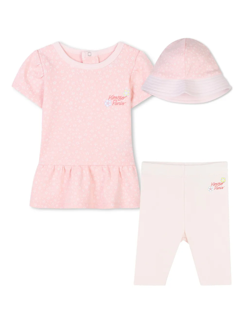 

Комплект из платья, легинсов и панамы Kenzo Kids, розовый