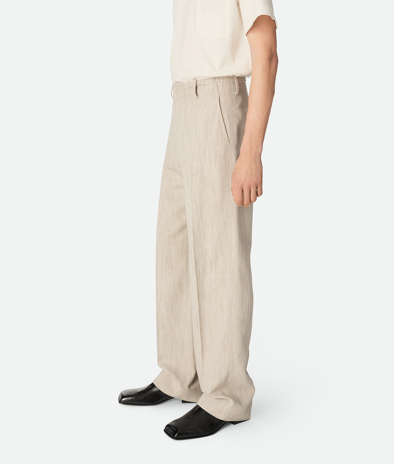 Viscose and silk pants BOTTEGA VENETA, серая замазка — фото 2